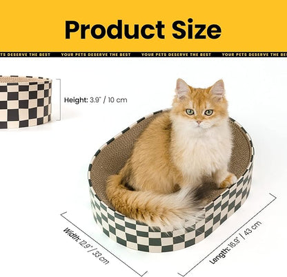 Cat Scratcher Cardboard,2 in 1 Oval Cat Scratch Pad Bowl for Indoor Kitty Grinding Claw,Round Kittens Scratching Board Corrugated Lounge Pet Beds&Furniture Protector for Sofas