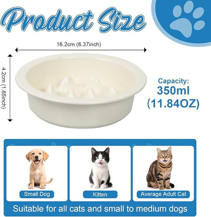 Ceramic Slow Feeder Dog Bowl 6.3inch Dog Food Dish Anti-Choking Puzzle Dogs Food Bowls Pet Slow Feeders Slows Down Eating Bloat Stop for Medium and Small Dogs and Cats