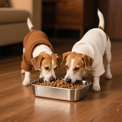 Stainless Steel Dog Bowls for Medium and Small Size Dogs, 0.85 Gallons Metal Dog Water Food Bowl Dish, Medium Capacity Pet Feeding Water Bowls, Pet Food Pans Plates for Dogs, Large Cats and Rabbits