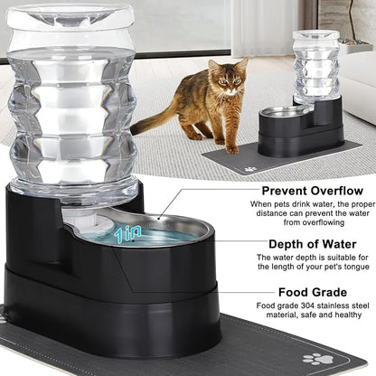 RIZZARI Automatic Dog Water Dispenser: 7L Black Stainless Steel Feeder - Remove Odor/Soften Water - Elevated Design Eases Joint Strain for Senior Dogs - Prevent Urinary Stone - for Livingroom Bedroom