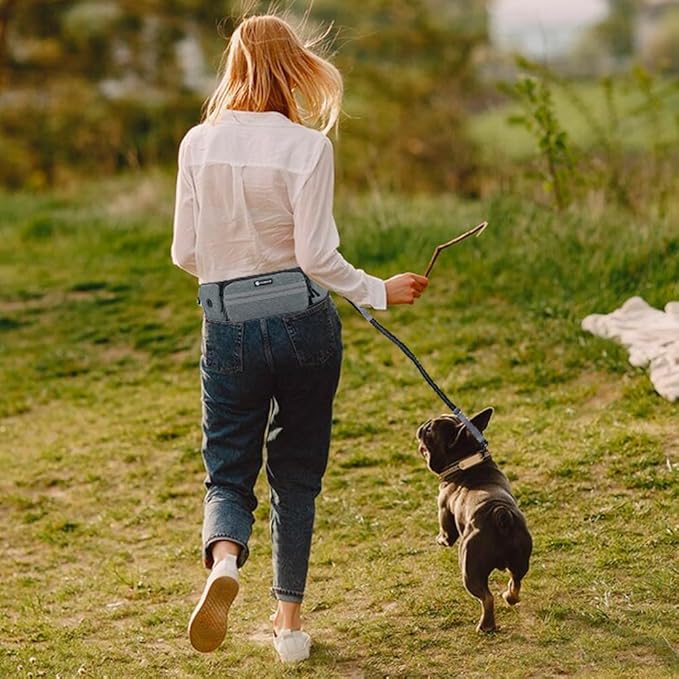 Hands Free Leash with Walking Fanny Pack for Large Medium Small Dogs, Heavy Duty Durable Reflective Waist Bungee for Training, Night Walking Running Jogging Hiking