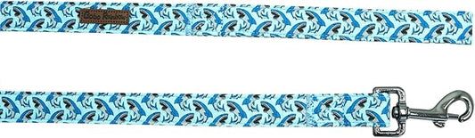 Cotton Dog Leash - Shark Print, Durable & Strong, Comfortable Padded, Gift for Small to Large Dogs
