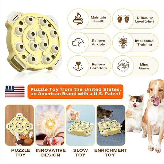 KADTC 2 Levels of Step-by-Step Challenge,Large Size,Beginner to Advanced Cat Puzzle Toy,U.S. Brand & Design Kitten Mental Stimulation Toy for Cats Indoor Treat Puzzles Feeder Food Slow Dispenser
