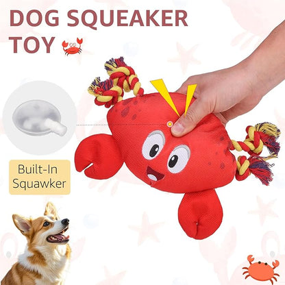 SCENEREAL Dog Water Toy for Small Medium Dogs- Floating Dog Toys Squeaky Toys for Pool Fetch, Crab Shape Durable Rope Interactive Pet Chew Toy Summer Outdoor Interactive Play