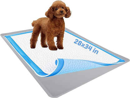 TidyFriend Dog Pee Pad Holder Tray Fits for 28” x 34” Wee Wee Pee Pads - Stable Grip, Raised Edges, Quick-Wipe Silicone Surface Dog Potty Tray Holder for Indoor Flooring Protection (Light Grey)