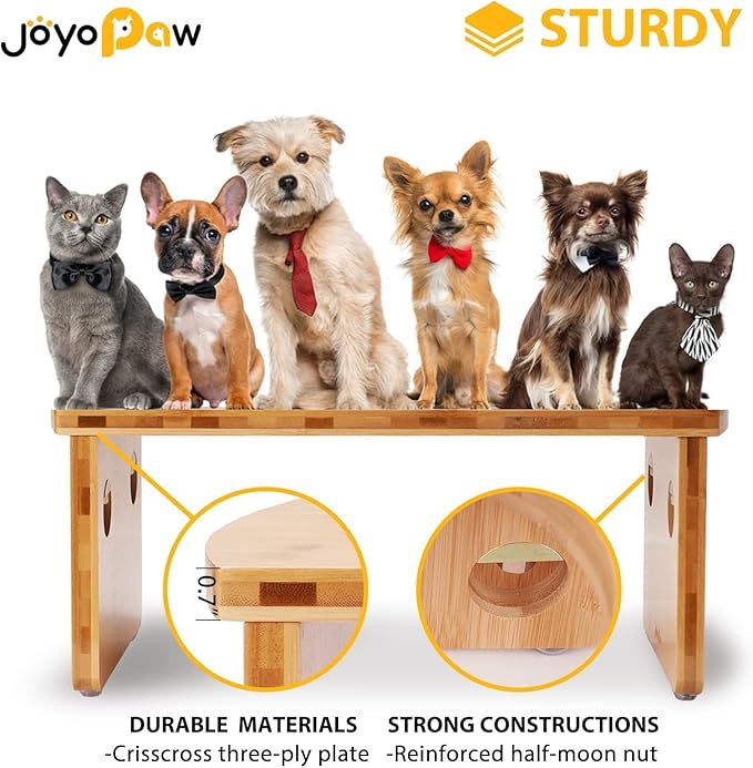 Elevated Dog Bowls, Bamboo Raised Dog Bowl for Large Dogs, with 2 Stainless Steel Bowls (13'' Tall-68oz Bowl)