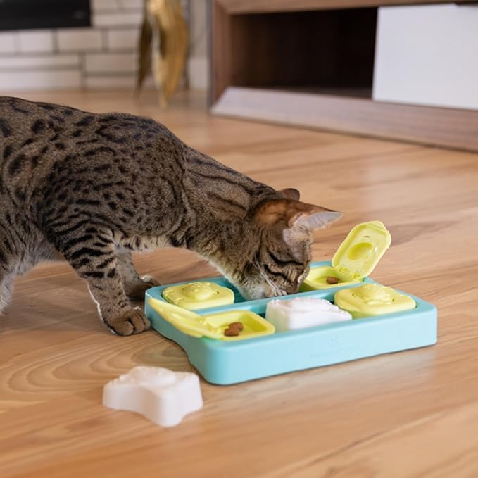 Catstages Kitty Cube Interactive Treat Puzzle Cat Toy, Blue
