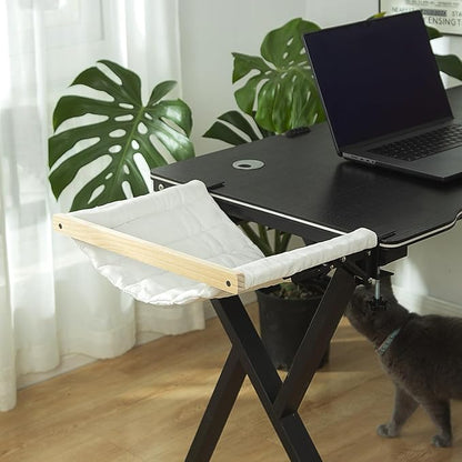 SHENGOCASE Foldable Desk Cat Hammock Perch Bed with Removable and Replaceable Pad,End Table Side Cat Bed Attachment Mount