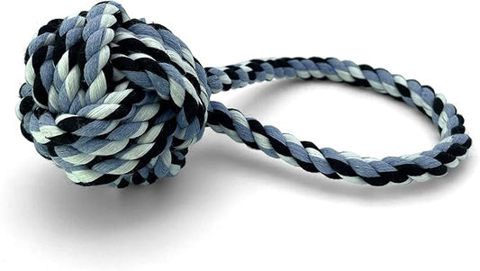 Cutie's PetBox Weaved Rope Ball Toy for Toss, Fetch, Chew and Tug-O-War, 2.8" Diameter Ball for Small and Medium Dogs