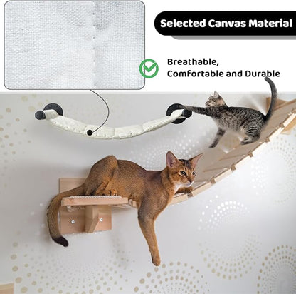 Cat Hammock Wall Mounted, 22.83 x 12.44 inch Wall Mounted Cat Shelves, Metal Brackets Cats Beds for Sleeping, Playing, Climbing and Resting Stabilized Wall Furniture for Medium-Sized Cats