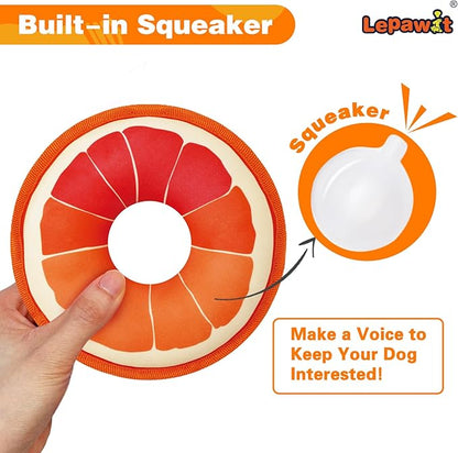 Squeaky Dog Toys, Floating Dog Toys for Indoor or Outward Play, Swim Ring Design Interactive Dog Gifts for Small and Medium Dogs - Grapefruit