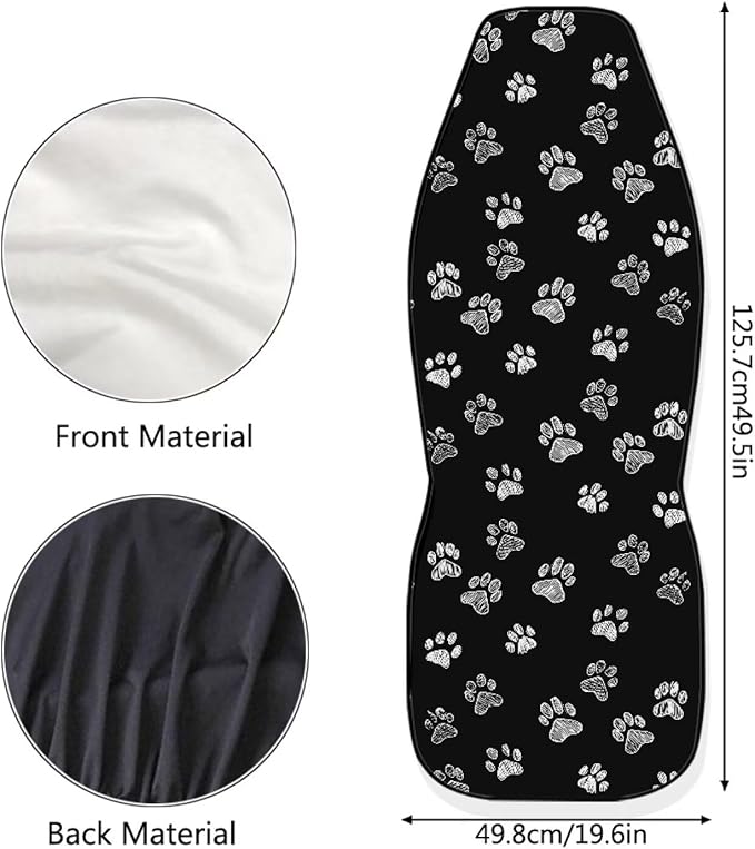 Dreaweet White Dog Paw Print Car Seat Covers for Women 2 Front Set Cute Car Accessories Washable Front Seat Cover Universal Fit Most Vehicle SUV Sedan Trucks