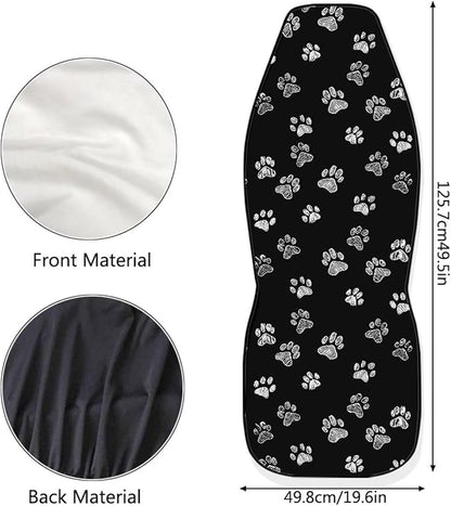 Dreaweet White Dog Paw Print Car Seat Covers for Women 2 Front Set Cute Car Accessories Washable Front Seat Cover Universal Fit Most Vehicle SUV Sedan Trucks