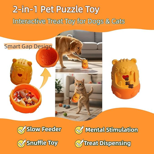Cat Cognitive Treat Dispensing Dog Enrichment Toy Snuffle Ball,Multi-Functional Puzzle Design,Snuffle Mat & Interactive for Pet Mental Stimulation,Smart (Orange)
