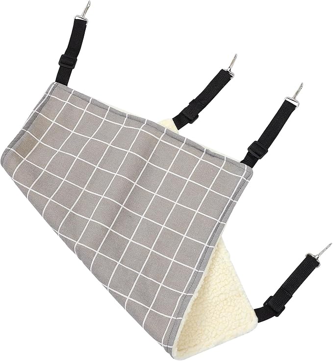 VICASKY Pet Cat Hammock Bed Winter Warm Hanging Pad with Fleece Lining Medium Gray Plaid Washable Pet Sleeping Nest for Indoor Cats
