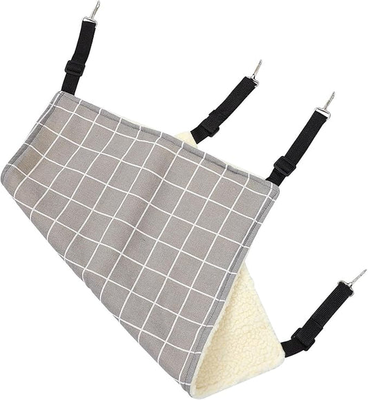 VICASKY Pet Cat Hammock Bed Winter Warm Hanging Pad with Fleece Lining Medium Gray Plaid Washable Pet Sleeping Nest for Indoor Cats