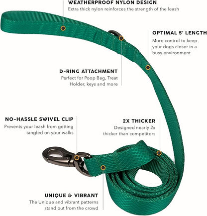 Embark Adventure Dog Leash – Strong & Sturdy for Small, Medium & Large Dogs (Green, 5 Ft)