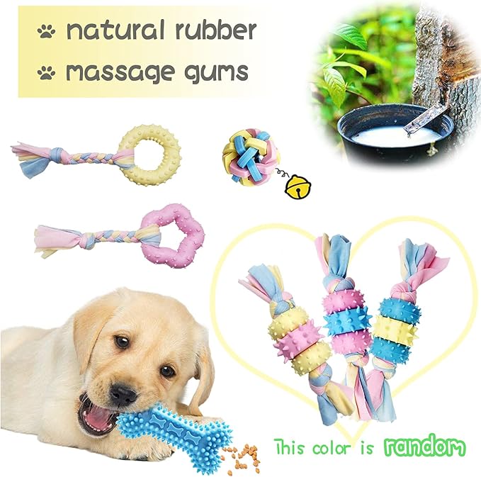 Puppy Chew Toys for Teething Puppy Teeth Cleaning, Interactive Tug Toys & Storage Basket