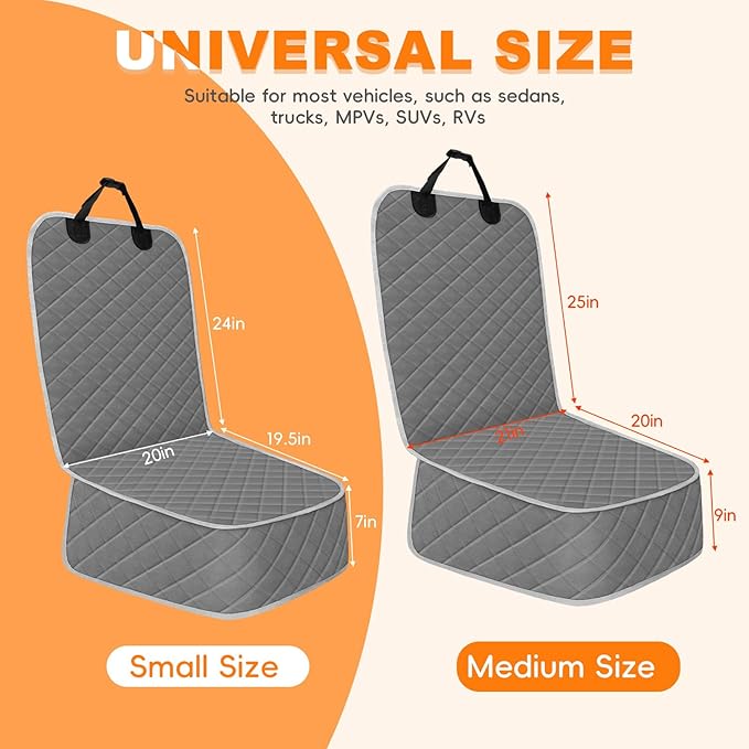 Tuwubi Dog Seat Cover Front Seat, Waterproof Car Seat Covers for Dogs, Scratch-Proof Captain Chair Bucket Seat Covers, Full Protection Pet Car Seat Protector for SUV MPV Trucks Sedans (S,Gray, 1 Set)