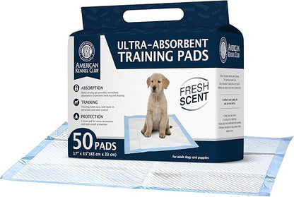 American Kennel Club Scented Puppy Training Pads with Ultra Absorbent Quick Dry Gel – 17 x 13 Pee Pads for Dogs - Fresh Scented - 50 Count