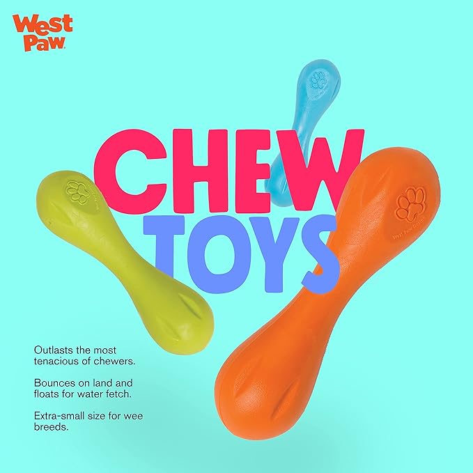 West Paw Zogoflex Hurley Durable Dog Bone Chew Toy for Aggressive Chewers, 100% Guaranteed Tough, It Floats!, Made in USA, X-Small, Tangerine