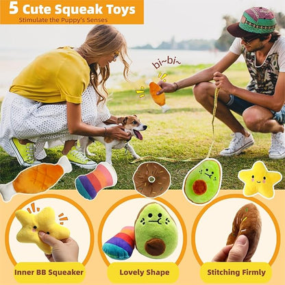 Puppy Teething Toys 15 Pack - Squeaky Dog Toys Plush, Dog Rope Toy, Treat Ball, Puppy Chew Toy for Teething, Entertainment, Training & Interaction