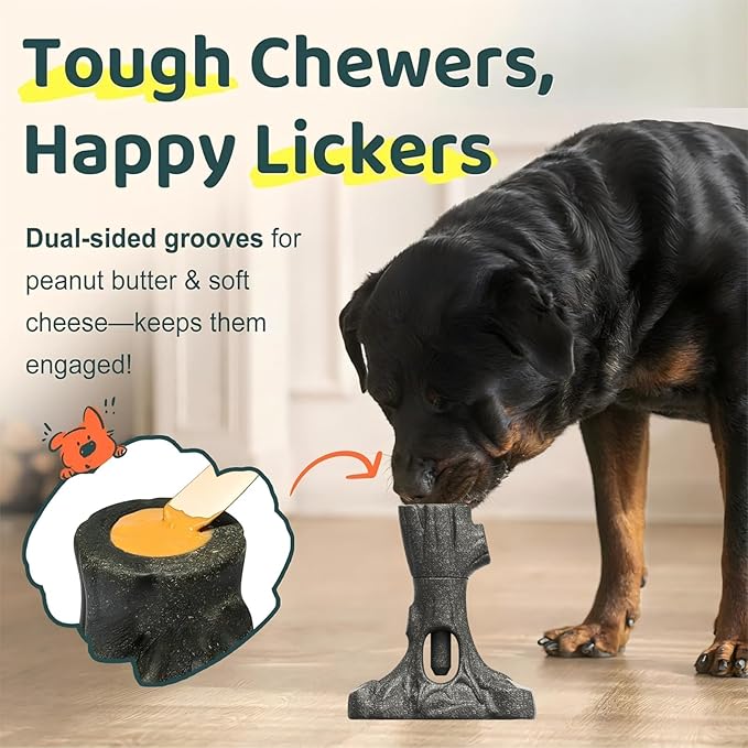 Bully Stick Holder & Frozen Snack Toy 2-in-1 for Large Aggressive Chewers, Durable Dog Chew Toy Reduces Anxiety & Prevents Choking, BPA-Free