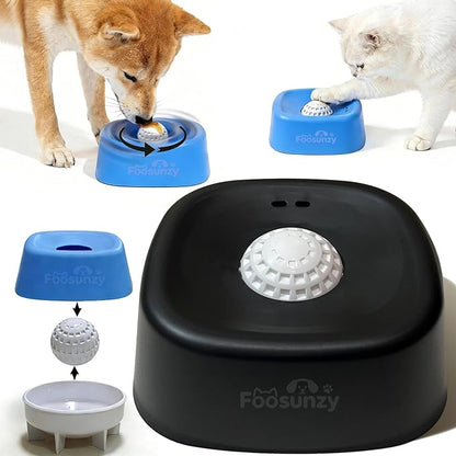 Slow Feeder Dog Bowls for Liquid with Rolling Ball, Interactive Lick Bowl Licking Slow Feeder for Wet Food, Water & Treats Lick Toy for Dogs Cats Large Medium Small