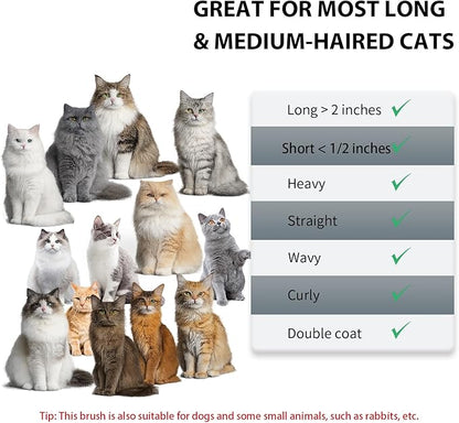 Cat Brushes for Indoor Cats - Self Cleaning Slicker Brush for Shedding Short & Long Haired Dogs, Skin Friendly Deshedding Grooming Tool to Removes Loose Fur, Mats,Tangles & Undercoat, Gray