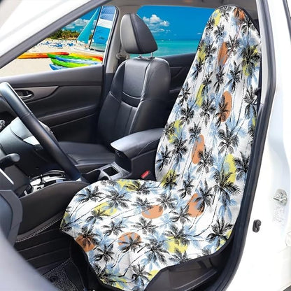 Coldinair Palm Tree Towel Car Seat Cover for Men,Sweat Car Seat Protector after Workout,Gym,Swimming,Anti-Slip Universal Car Seat Covers for Truck,Van,SUV