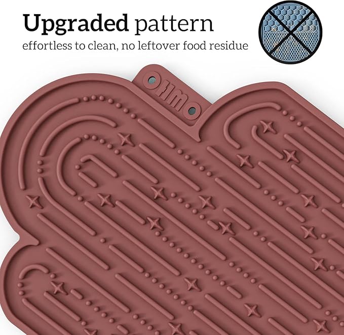 OHMO-Cactus Lick Mat for Dogs and Cats(2 Pack) Easy to Clean Pet Slow Feeder with Suction Cups, Licking Pad for Anxiety Relief and Boredom Reduction(Coral&Mars)