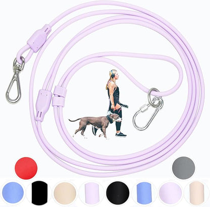 Hands Free Dog Leash Crossbody & Waist for Walking, 9-in-1 No Pull Dog Harness & Leash Set, Waterproof Training Slip Lead for Small Medium Breeds (8-20lbs, Purple)