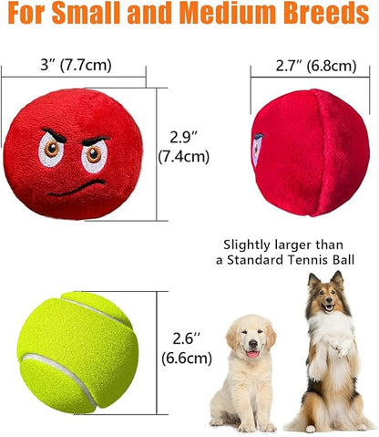 Squeaky Dog Toys, Stuffed Plush Puppy Toy Balls to Keep Them Busy, (8 Pack) Interactive Funny Pet Ball with Squeaker for Puppies Small Breed Medium Dogs