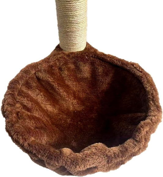 SHENGOCASE 14.6" 2-Pack Brown Nest Basket Lounger Hammock Bed Replacement for Cat Tree Tower, 5-Pack Hanging Toys, Cat Tree Accessories Hammock Attachment (Large 2pcs, Brown)