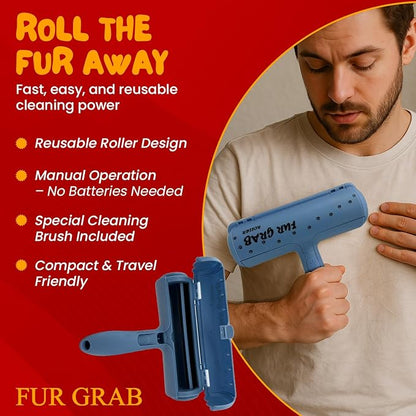Reusable Pet Hair Remover Roller – Dog & Cat Hair Lint Remover for Furniture, Couch, Carpet, Car & Clothes – No Adhesives – Eco-Friendly- No Tape or Refills