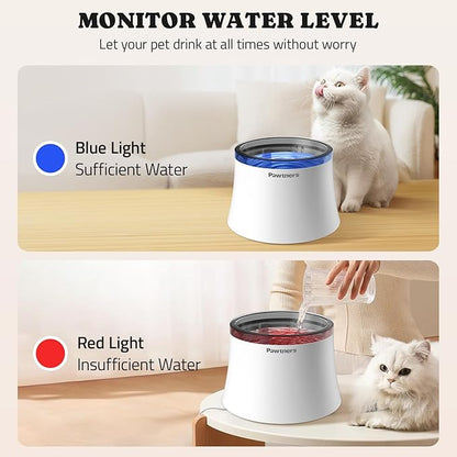 Pawtners Dog Water Fountain, 1 Gallon Dog Water Bowl Dispenser for Small Medium Large Cats, Automatic No Spill Dog Water Bowl with Vortex Filter, Deep Drinking Area and Quiet Pump