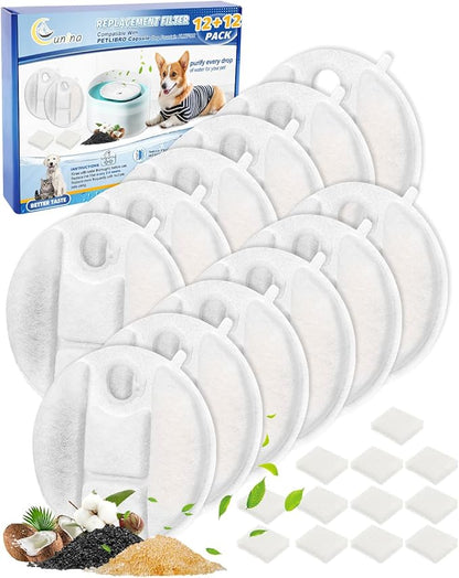 12 Pack Dog Water Fountain Filter Compatible with Petlibro Filtered Water Bowl for Dogs, Pet Fountain Filters for Cat Water Fountain 2.1Gal/8L Capsule Dog Fountain PLWF008
