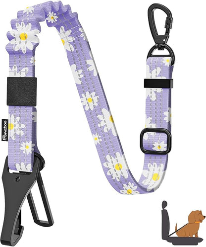 Pawaboo Dog Car Seat Belt– Reflective & Adjustable Dogs Cars Harness Leash with 360° Lockable Buckle, Shockproof Dogs Tether Bungee for Safe Travel, Light Purple