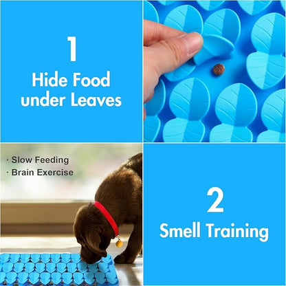 Silicone Snuffle Mat for Large Dogs, Dog Extra Large Lick Mat Slow Feeder with Suction Cups, Interactive Dog Puzzle Feeder Sniff Mat Foraging Mat for Smell Training Slow Eating, XXL Blue