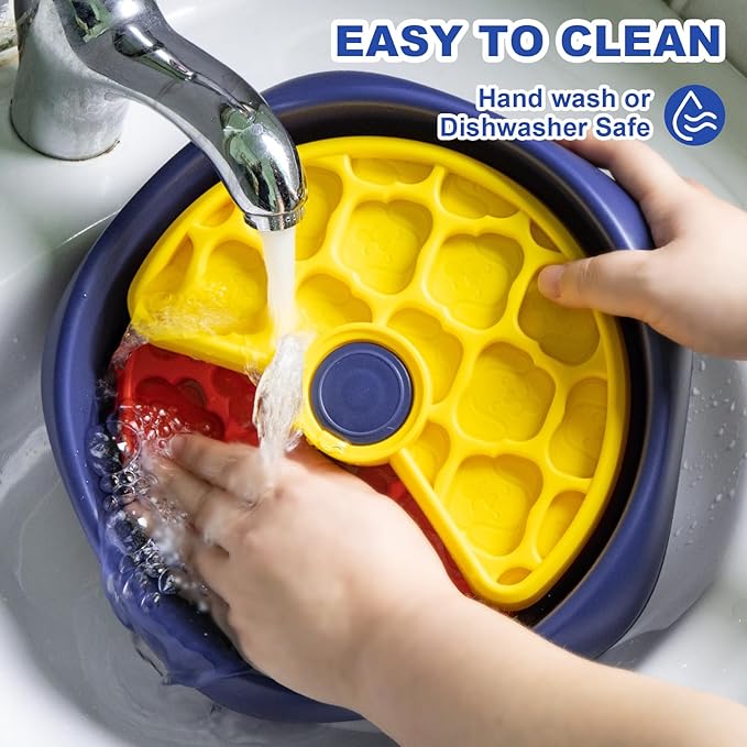 Interactive Pet Puzzle Slow Feeder Bowl - Innovative Rotating Design, Anti-Gulping, Promotes Digestion & Mental Stimulation, Non-Slip Food Dispenser for Small & Medium Dogs & Cats (Red & Yellow)
