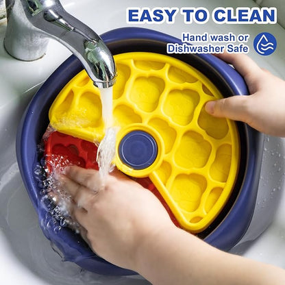 Interactive Pet Puzzle Slow Feeder Bowl - Innovative Rotating Design, Anti-Gulping, Promotes Digestion & Mental Stimulation, Non-Slip Food Dispenser for Small & Medium Dogs & Cats (Red & Yellow)