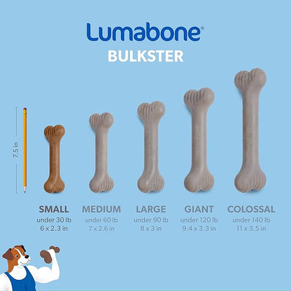 Lumabone Bulkster Durable Chew Toy for Aggressive Chewers, Real Beef, Made in USA, Small