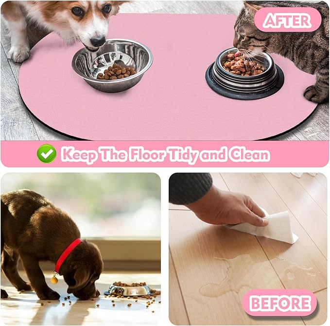 Dog Feeding Mat 24''x16'', Absorbent Pet Food Mat, No Stains Quick Dry Pet Water Mat Protect Floor, Cat Dog Water Bowl Mat for Messy Drinkers, Non-Slip Rubber Base Pet Placemats for Food and Water