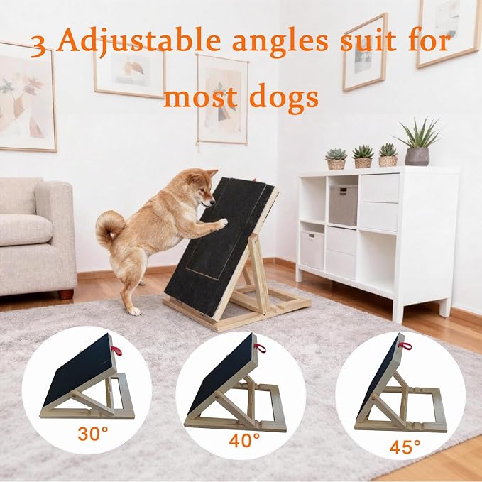 Dog Nail Scratch Board with Treat Drawer,Wooden Nail Filing Pad for Dogs - Adjustable Home Grooming Tool with Durable Self-Adhesive Sandpaper,Suitable for All Breeds