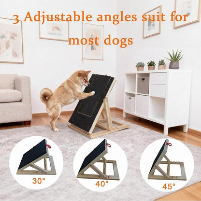 Dog Nail Scratch Board with Treat Drawer,Wooden Nail Filing Pad for Dogs - Adjustable Home Grooming Tool with Durable Self-Adhesive Sandpaper,Suitable for All Breeds