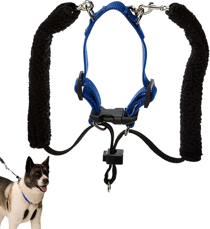 Sporn Original Dog Halter, No Pull Dog Harness, Durable Nylon Collar with Padded Restraint Sleeves for Extra Large Breeds, No Choke Design, Adjustable Fit, Easy On/Off, Blue, X-Large