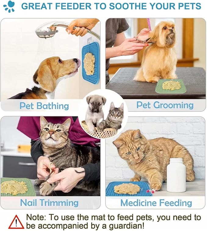 Licking Mat for Dogs & Cats with Suction Cups, 1 Pack Square Dog Slow Feeder Lick Pat for Anxiety Relief & Boredom, Dog Toys to Keep Them Busy, Pets Bathing Training Grooming Mat