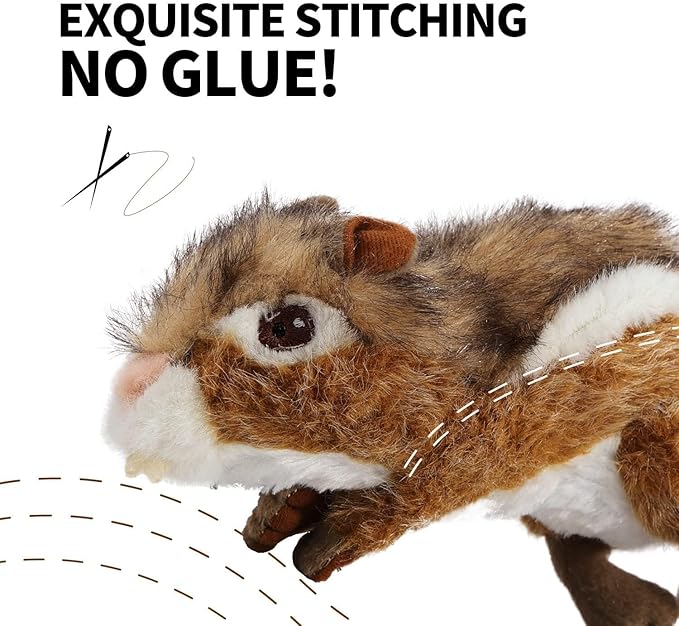 ALL FOR PAWS Squirrel Squeaky Doy Toy, Squirrel Dog Toy for Medium Large Breed, Puppy Fetch Toy with Squeaker, Plush Chew Dog Toy, 13.8 x 3.9 x 4.1inches, Chipmunk-L