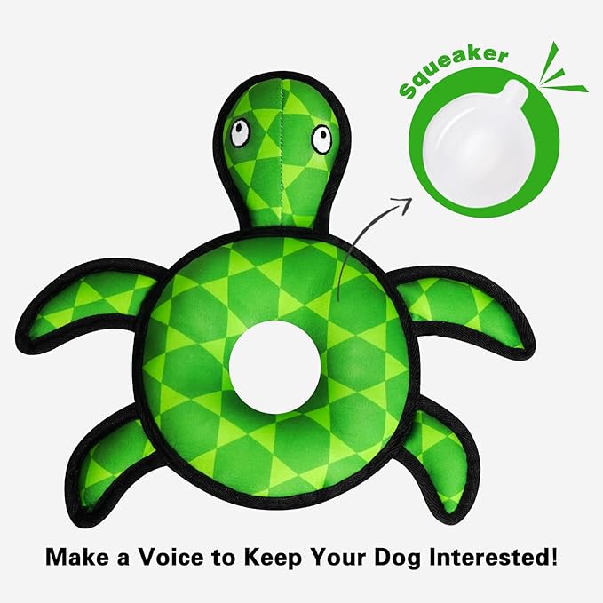 Squeaky Dog Toys, Floating Dog Toys for Indoor or Outward Play, Swim Ring Design Interactive Dog Gifts for Small and Medium Dogs - Turtle