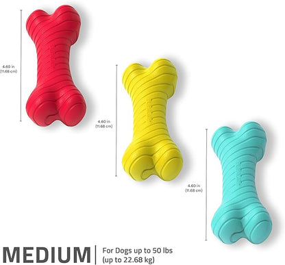 Playology Dog Toys | Rainbow of Scent Chew Toy Gift Box - Medium Dual Layer Bones for Dogs | Peanut Butter, Chicken, & Beef Scented Toys - Easy to Clean and Made from Non Toxic Materials